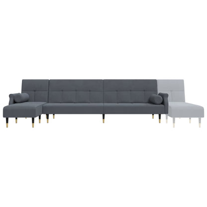 Schlafsofa in L-Form Dunkelgrau 271x140x70 cm Samt