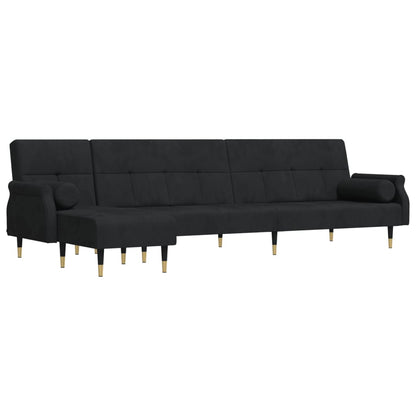 Schlafsofa in L-Form Schwarz 271x140x70 cm Samt