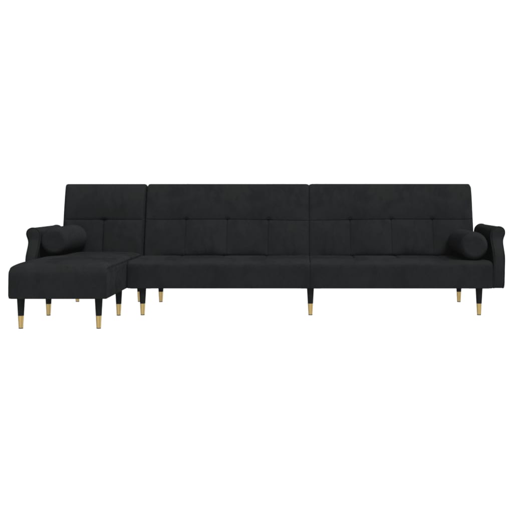 Schlafsofa in L-Form Schwarz 271x140x70 cm Samt