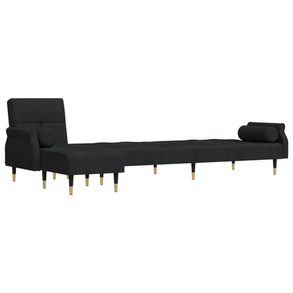 Schlafsofa in L-Form Schwarz 271x140x70 cm Samt