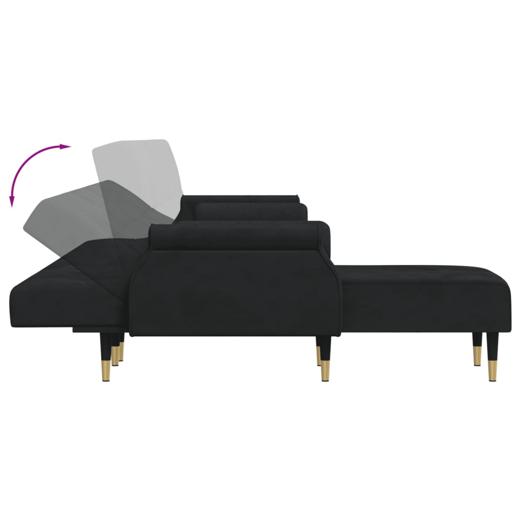 Schlafsofa in L-Form Schwarz 271x140x70 cm Samt