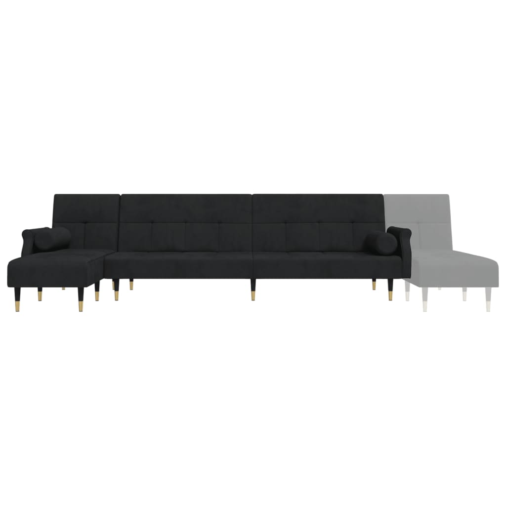 Schlafsofa in L-Form Schwarz 271x140x70 cm Samt