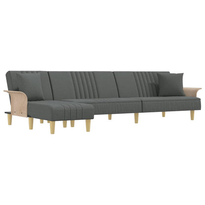 Schlafsofa in L-Form Dunkelgrau 279x140x70 cm Stoff