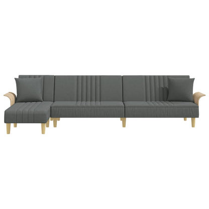 Schlafsofa in L-Form Dunkelgrau 279x140x70 cm Stoff