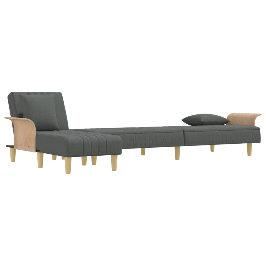 Schlafsofa in L-Form Dunkelgrau 279x140x70 cm Stoff