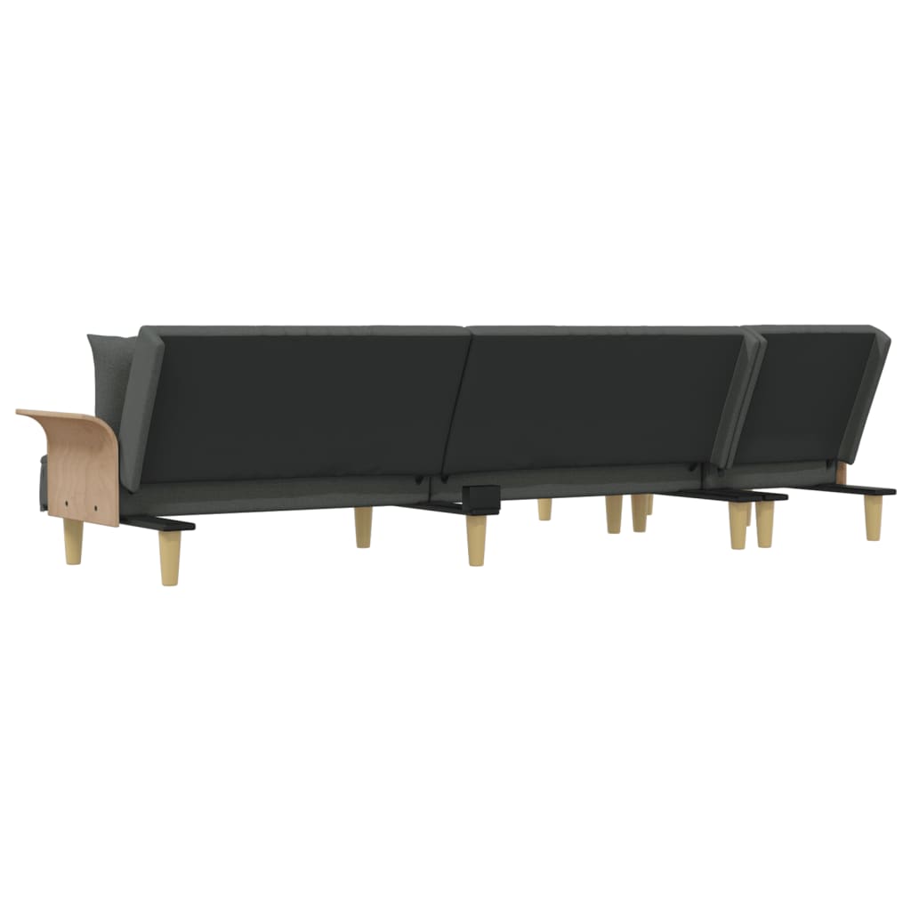 Schlafsofa in L-Form Dunkelgrau 279x140x70 cm Stoff