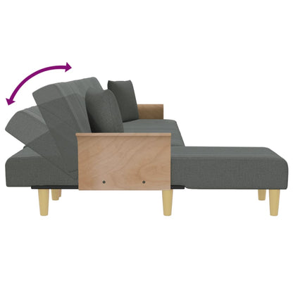 Schlafsofa in L-Form Dunkelgrau 279x140x70 cm Stoff