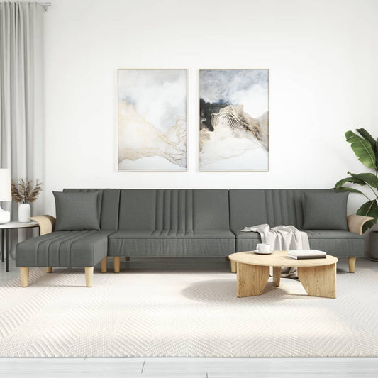 Schlafsofa in L-Form Dunkelgrau 279x140x70 cm Stoff