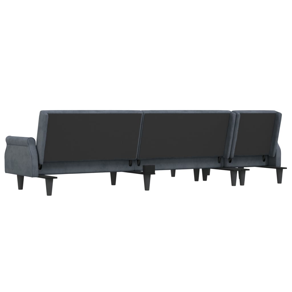 Schlafsofa in L-Form Dunkelgrau 271x140x70 cm Samt