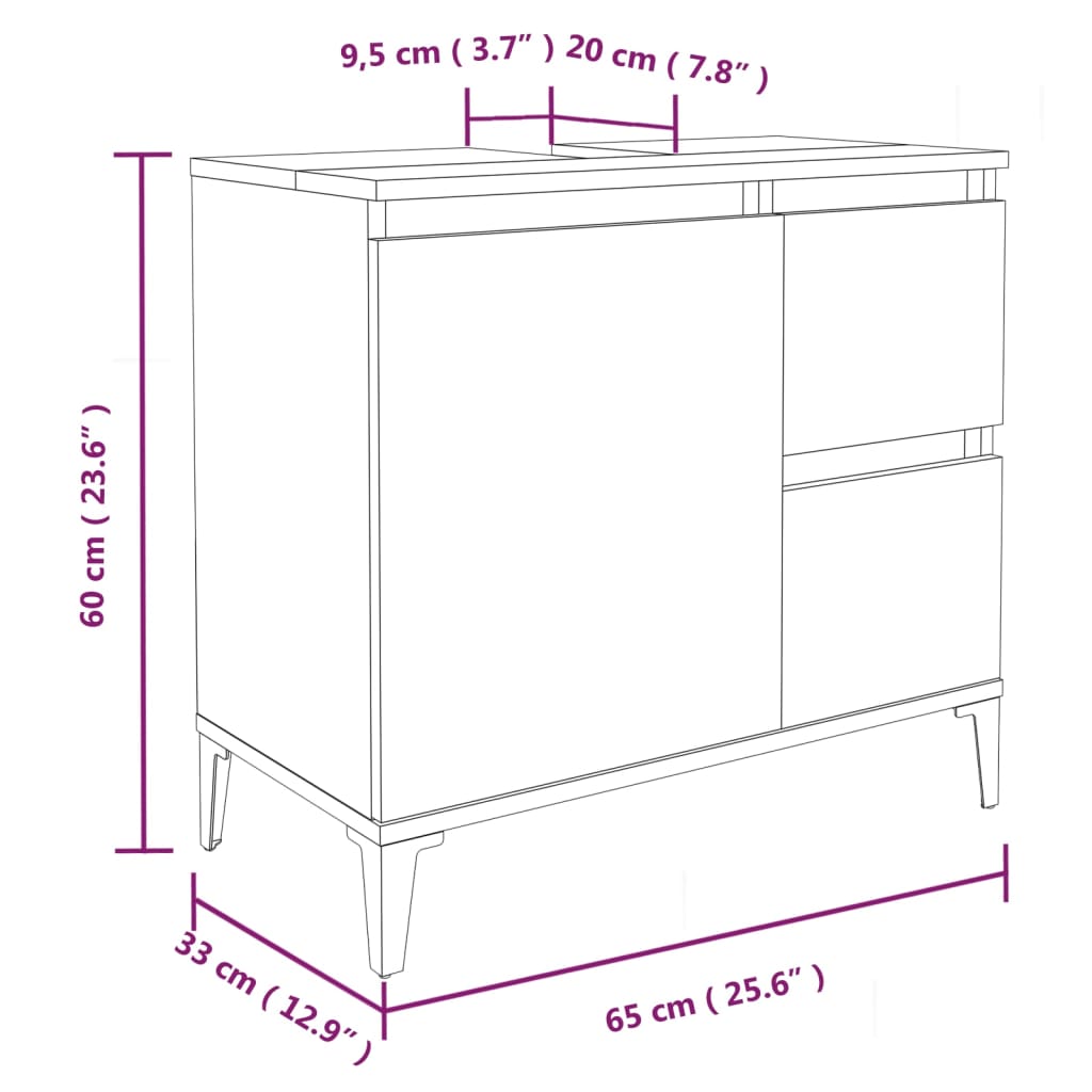 3-tlg. Badmöbel-Set Räuchereiche Holzwerkstoff