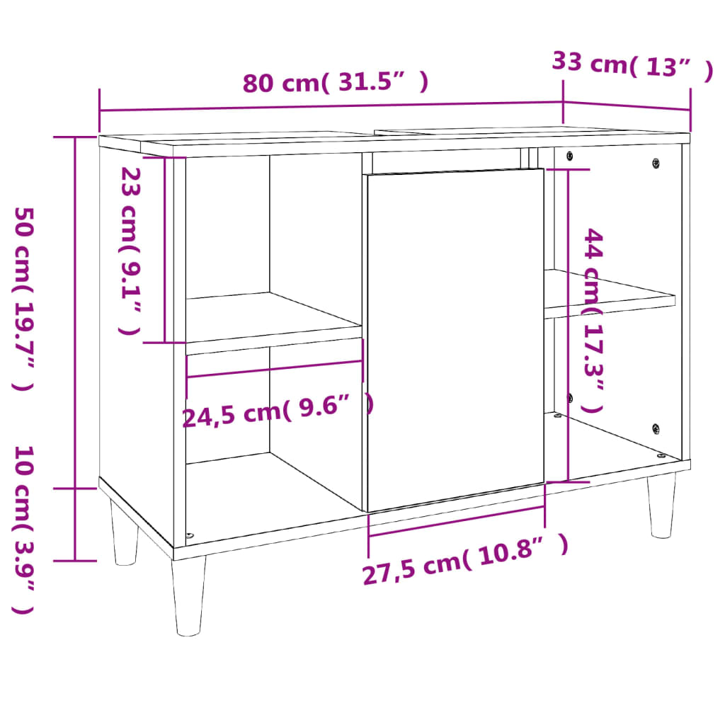 3-tlg. Badmöbel-Set Schwarz Holzwerkstoff