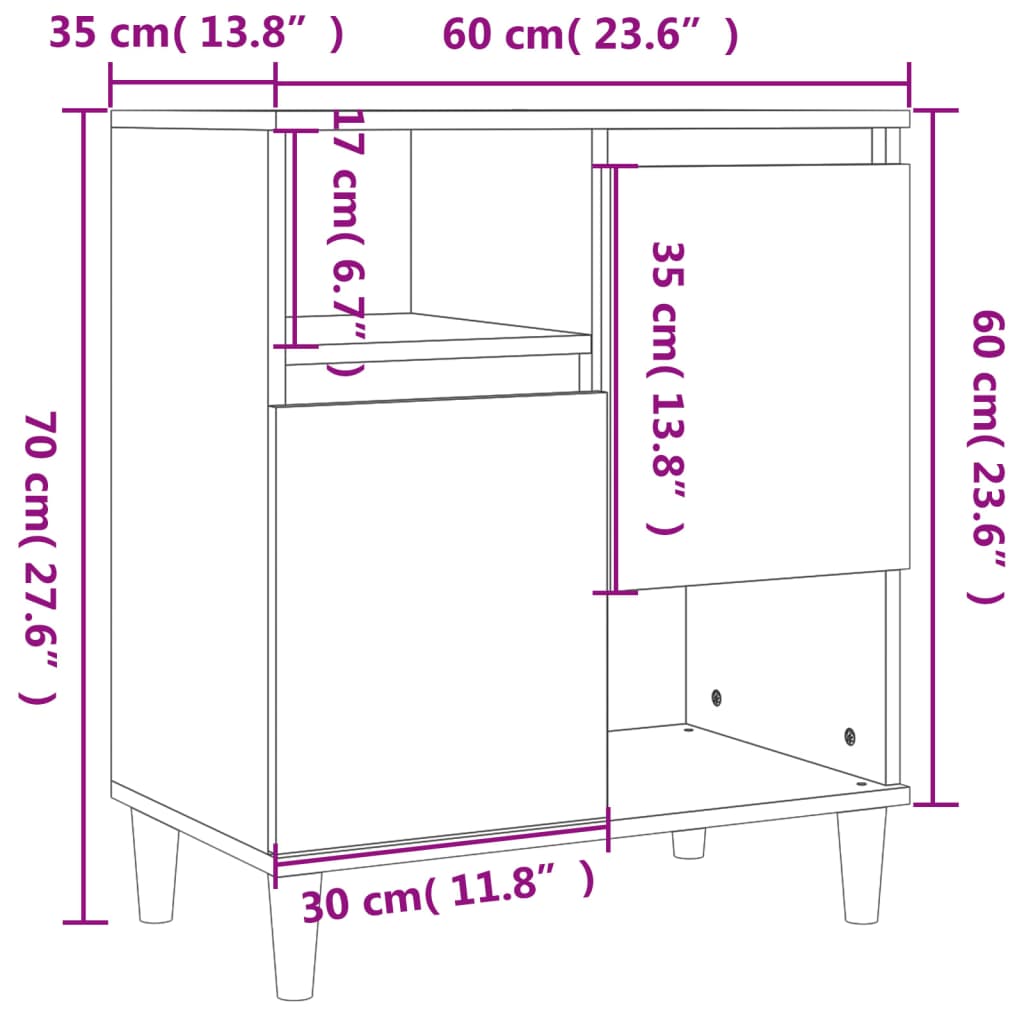 Sideboards 2 Stk. Grau Sonoma 60x35x70 cm Holzwerkstoff