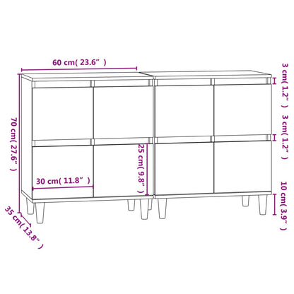 Sideboards 2 Stk. Sonoma-Eiche 60x35x70 cm Holzwerkstoff