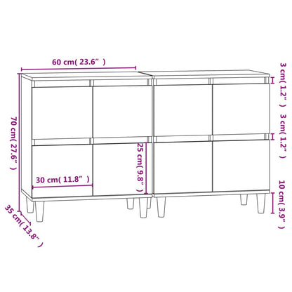 Sideboards 2 Stk. Grau Sonoma 60x35x70 cm Holzwerkstoff