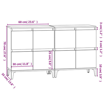 Sideboards 2 Stk. Betongrau 60x35x70 cm Holzwerkstoff