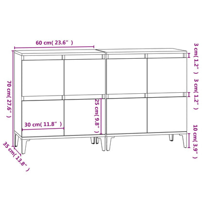 Sideboards 2 Stk. Grau Sonoma 60x35x70 cm Holzwerkstoff