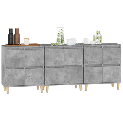 Sideboards 3 Stk. Betongrau 60x35x70 cm Holzwerkstoff