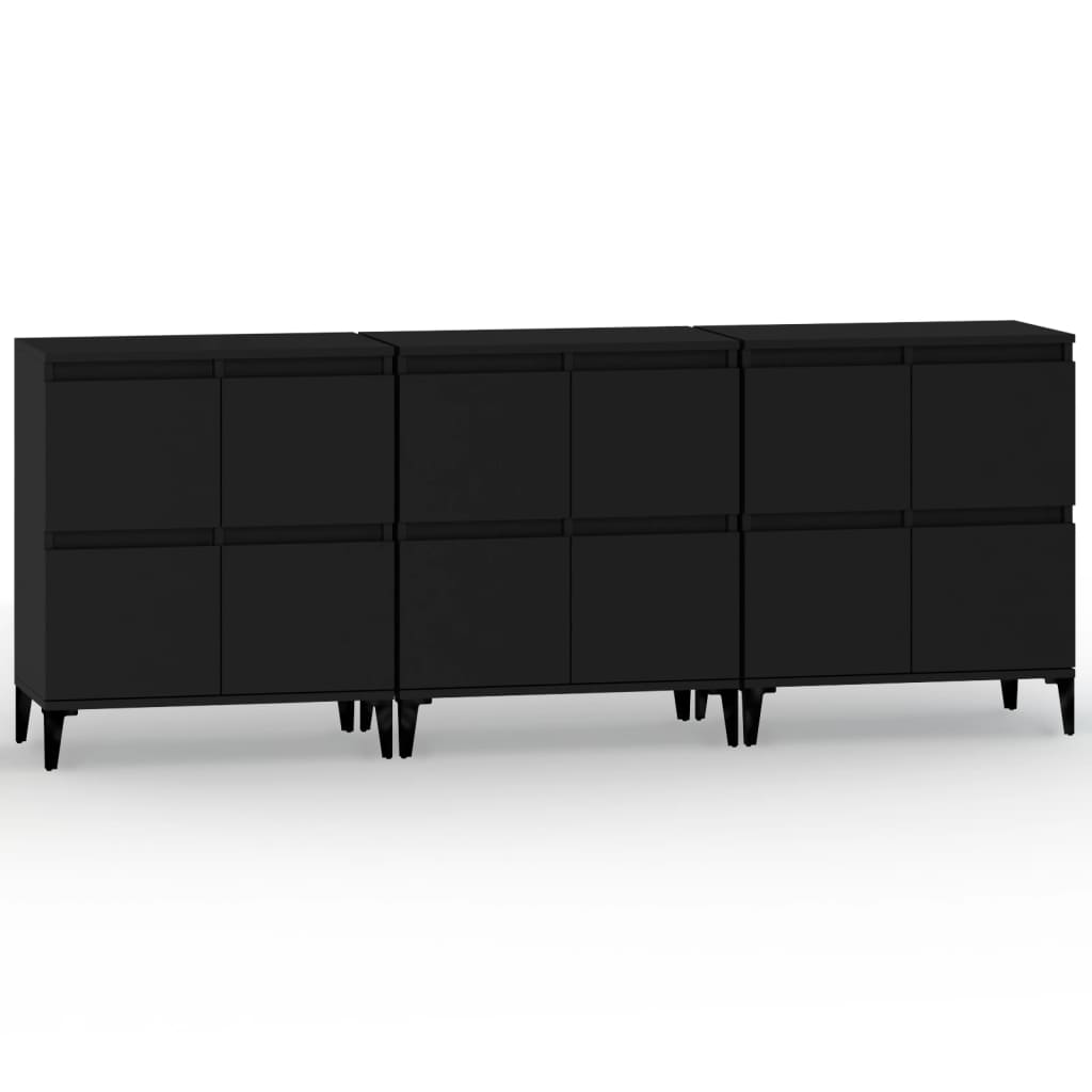 Sideboards 3 Stk. Schwarz 60x35x70 cm Holzwerkstoff