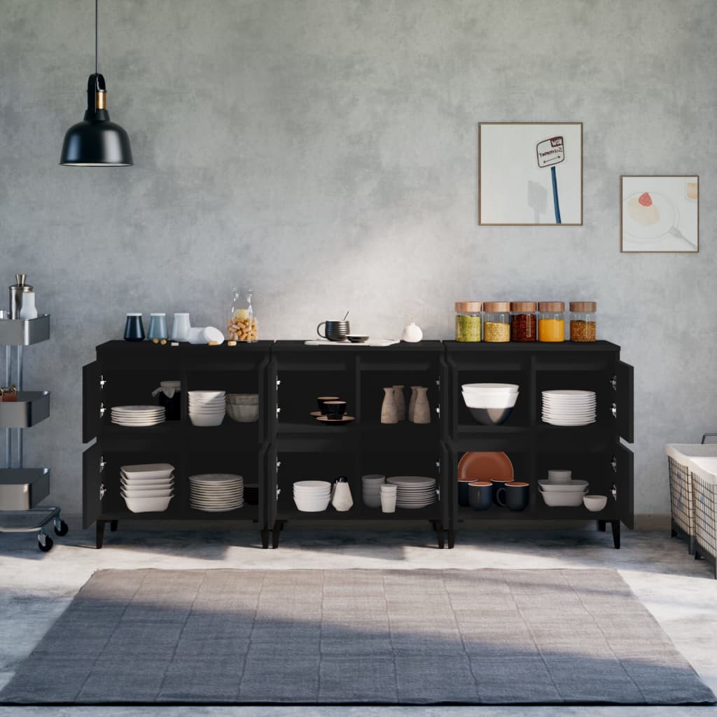 Sideboards 3 Stk. Schwarz 60x35x70 cm Holzwerkstoff