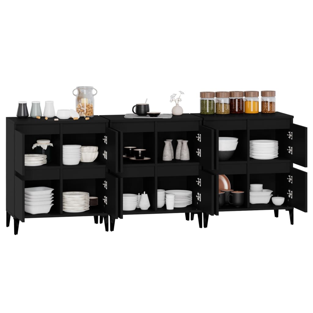 Sideboards 3 Stk. Schwarz 60x35x70 cm Holzwerkstoff