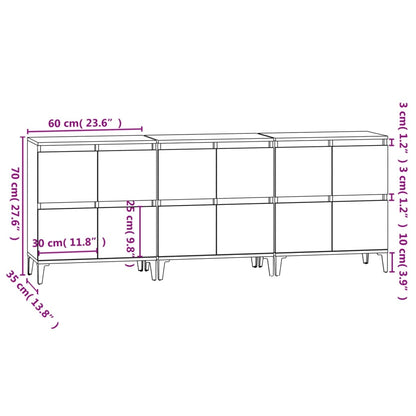 Sideboards 3 Stk. Schwarz 60x35x70 cm Holzwerkstoff