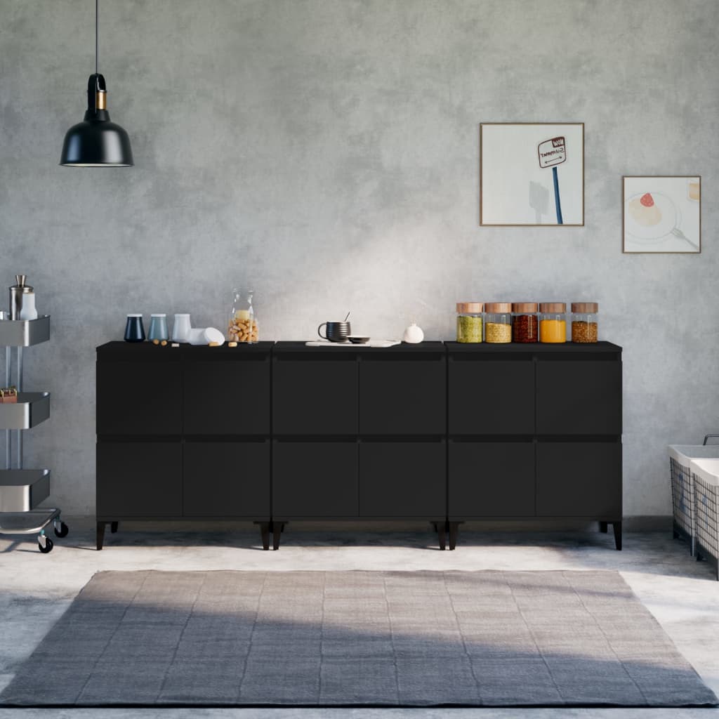 Sideboards 3 Stk. Schwarz 60x35x70 cm Holzwerkstoff