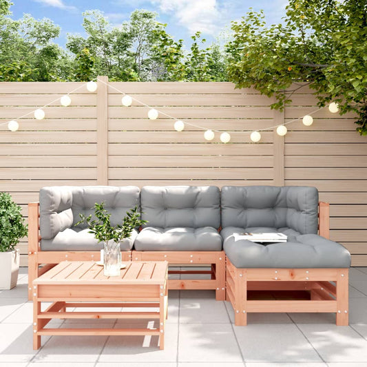 5-tlg. Garten-Lounge-Set mit Kissen Massivholz Douglasie