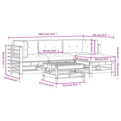 5-tlg. Garten-Lounge-Set mit Kissen Imprägniertes Kiefernholz