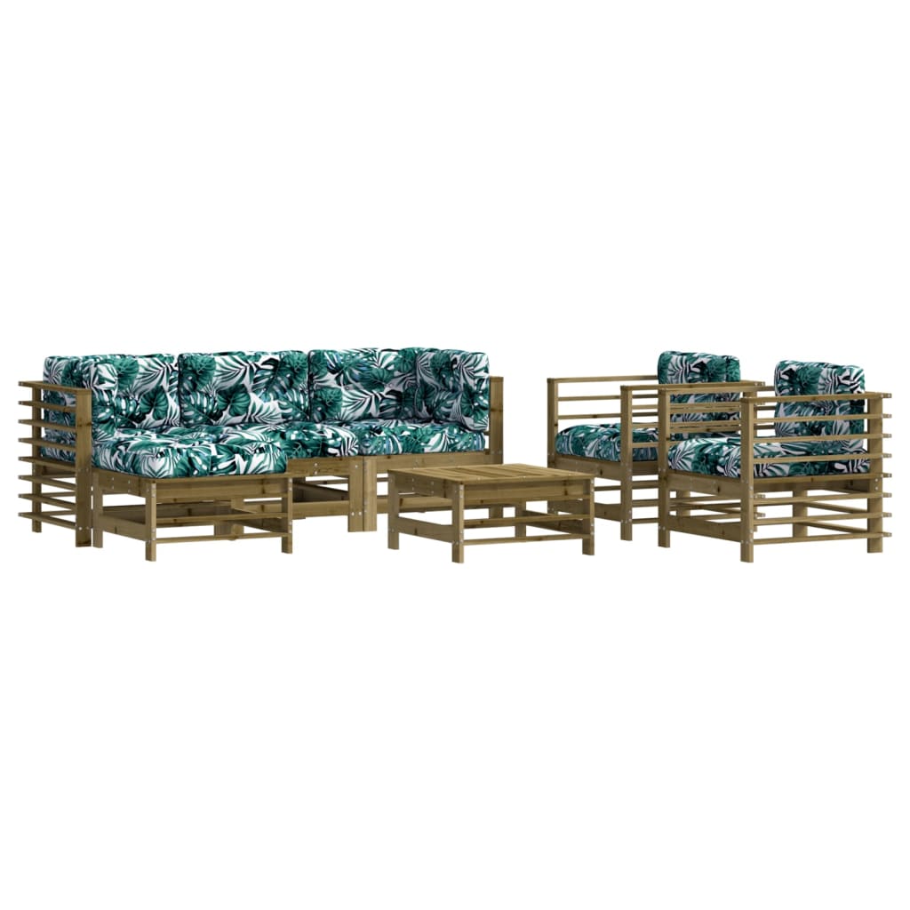 7-tlg. Garten-Lounge-Set mit Kissen Imprägniertes Kiefernholz