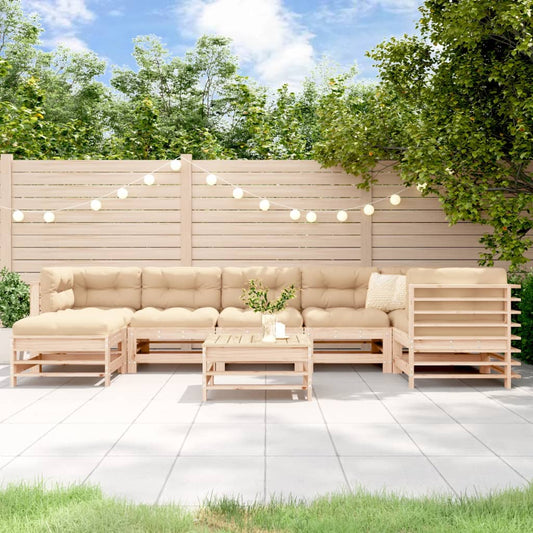 8-tlg. Garten-Lounge-Set mit Kissen Massivholz