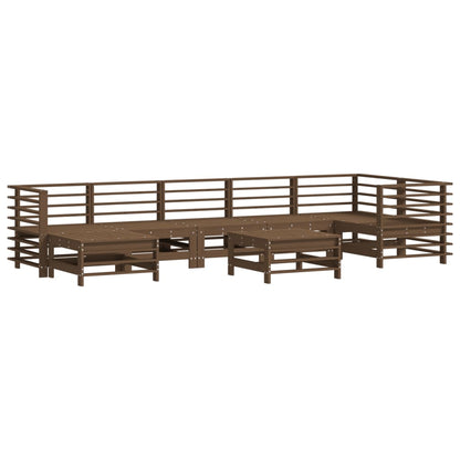 8-tlg. Garten-Lounge-Set mit Kissen Honigbraun Massivholz