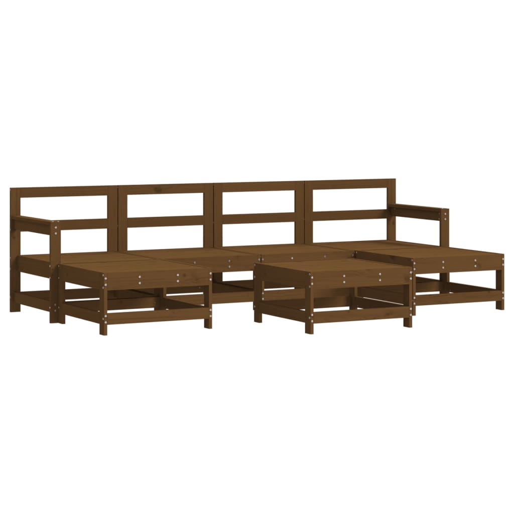 7-tlg. Garten-Lounge-Set mit Kissen Honigbraun Massivholz