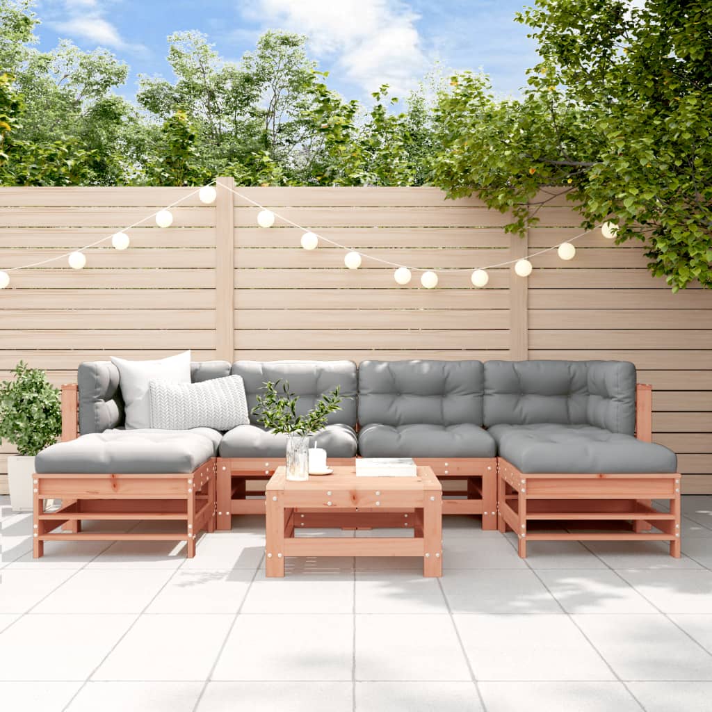 7-tlg. Garten-Lounge-Set mit Kissen Massivholz Douglasie