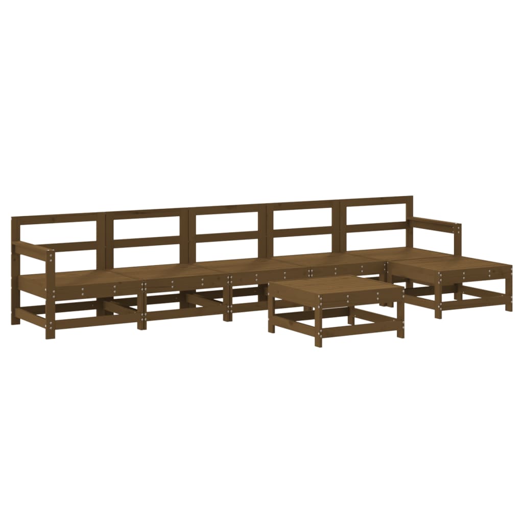 7-tlg. Garten-Lounge-Set mit Kissen Honigbraun Massivholz