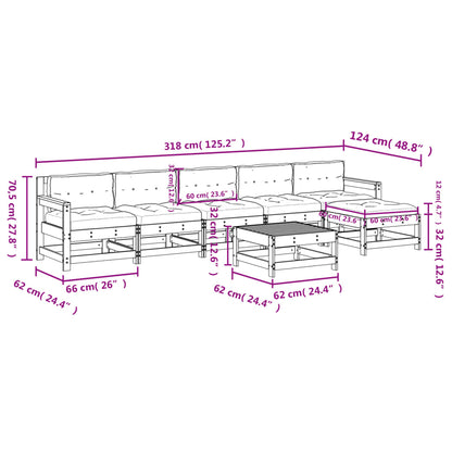 7-tlg. Garten-Lounge-Set mit Kissen Massivholz Douglasie