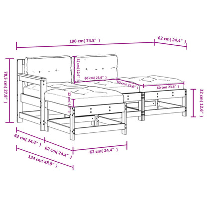 4-tlg. Garten-Lounge-Set mit Kissen Massivholz Douglasie