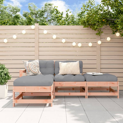 4-tlg. Garten-Lounge-Set mit Kissen Massivholz Douglasie