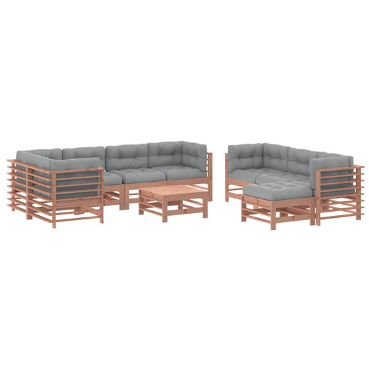 10-tlg. Garten-Lounge-Set mit Kissen Massivholz Douglasie