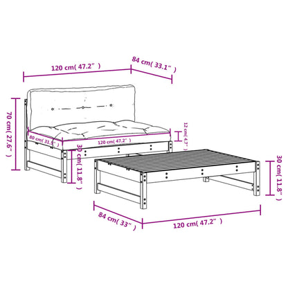 2-tlg. Garten-Lounge-Set mit Kissen Honigbraun Massivholz