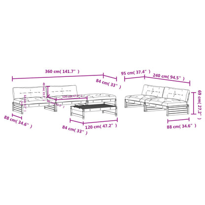 6-tlg. Garten-Lounge-Set mit Kissen Massivholz Douglasie