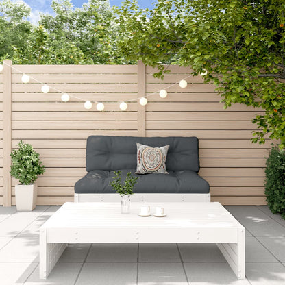 2-tlg. Garten-Lounge-Set mit Kissen Weiß Massivholz