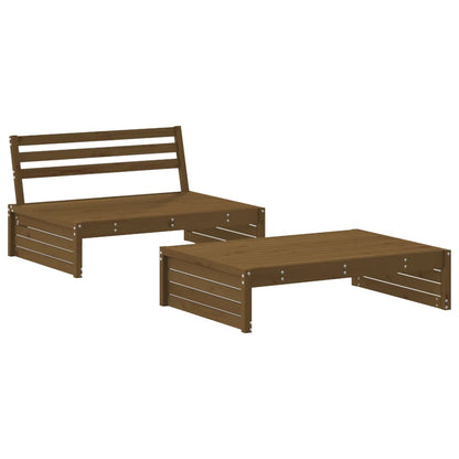 2-tlg. Garten-Lounge-Set mit Kissen Honigbraun Massivholz