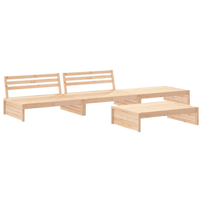 4-tlg. Garten-Lounge-Set mit Kissen Massivholz