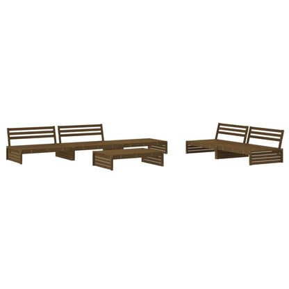 6-tlg. Garten-Lounge-Set mit Kissen Honigbraun Massivholz