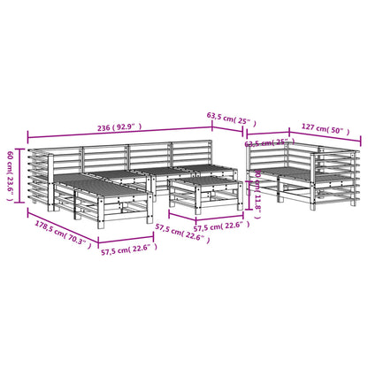 9-tlg. Garten-Lounge-Set Grau Massivholz Kiefer