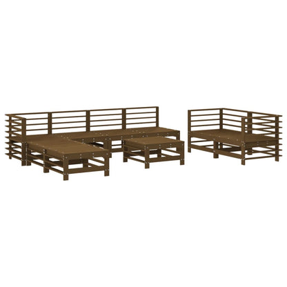 9-tlg. Garten-Lounge-Set Honigbraun Massivholz Kiefer