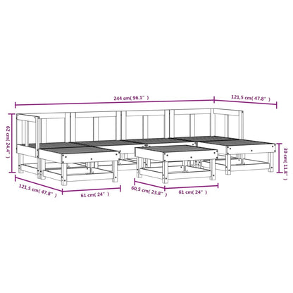 7-tlg. Garten-Lounge-Set Grau Massivholz Kiefer