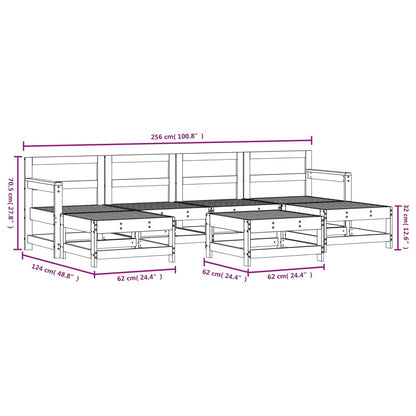 7-tlg. Garten-Lounge-Set Massivholz Kiefer