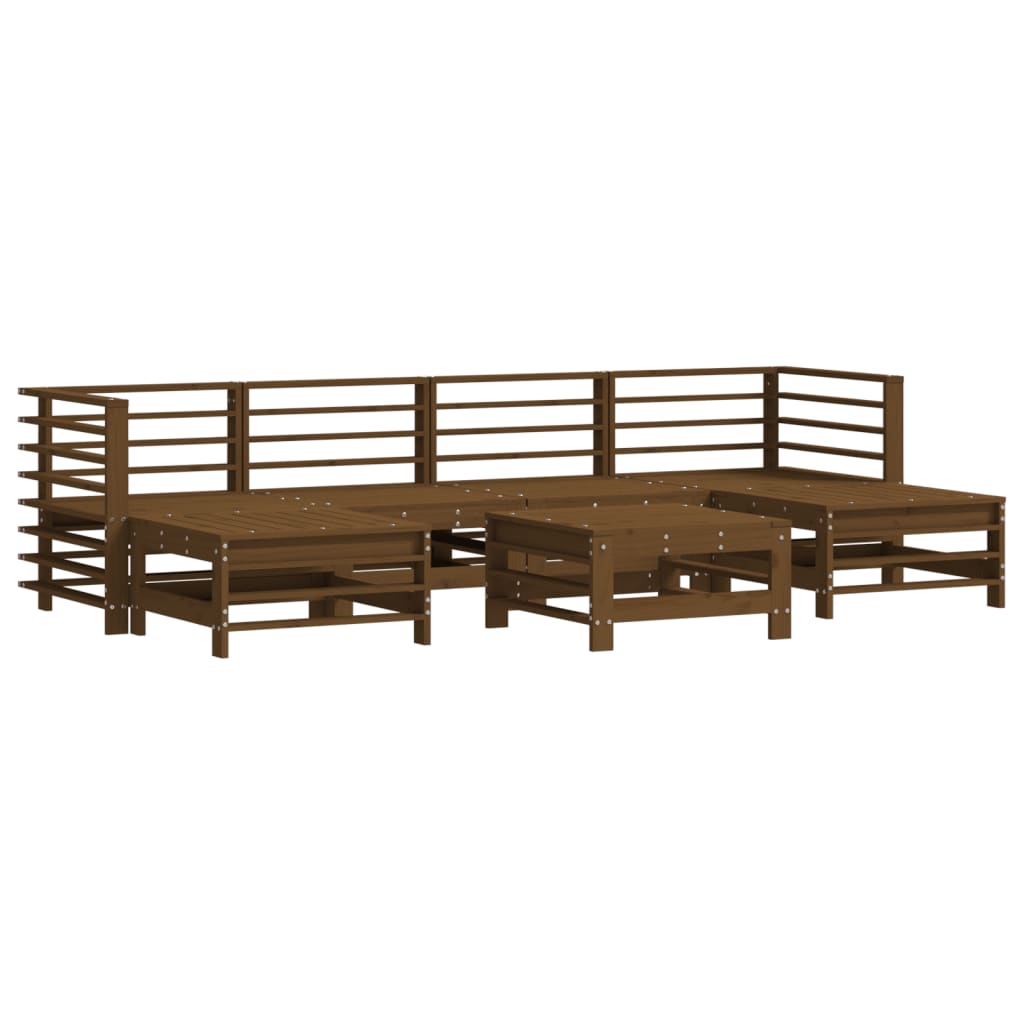 7-tlg. Garten-Lounge-Set Honigbraun Massivholz Kiefer