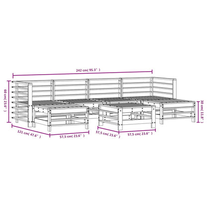 7-tlg. Garten-Lounge-Set Honigbraun Massivholz Kiefer